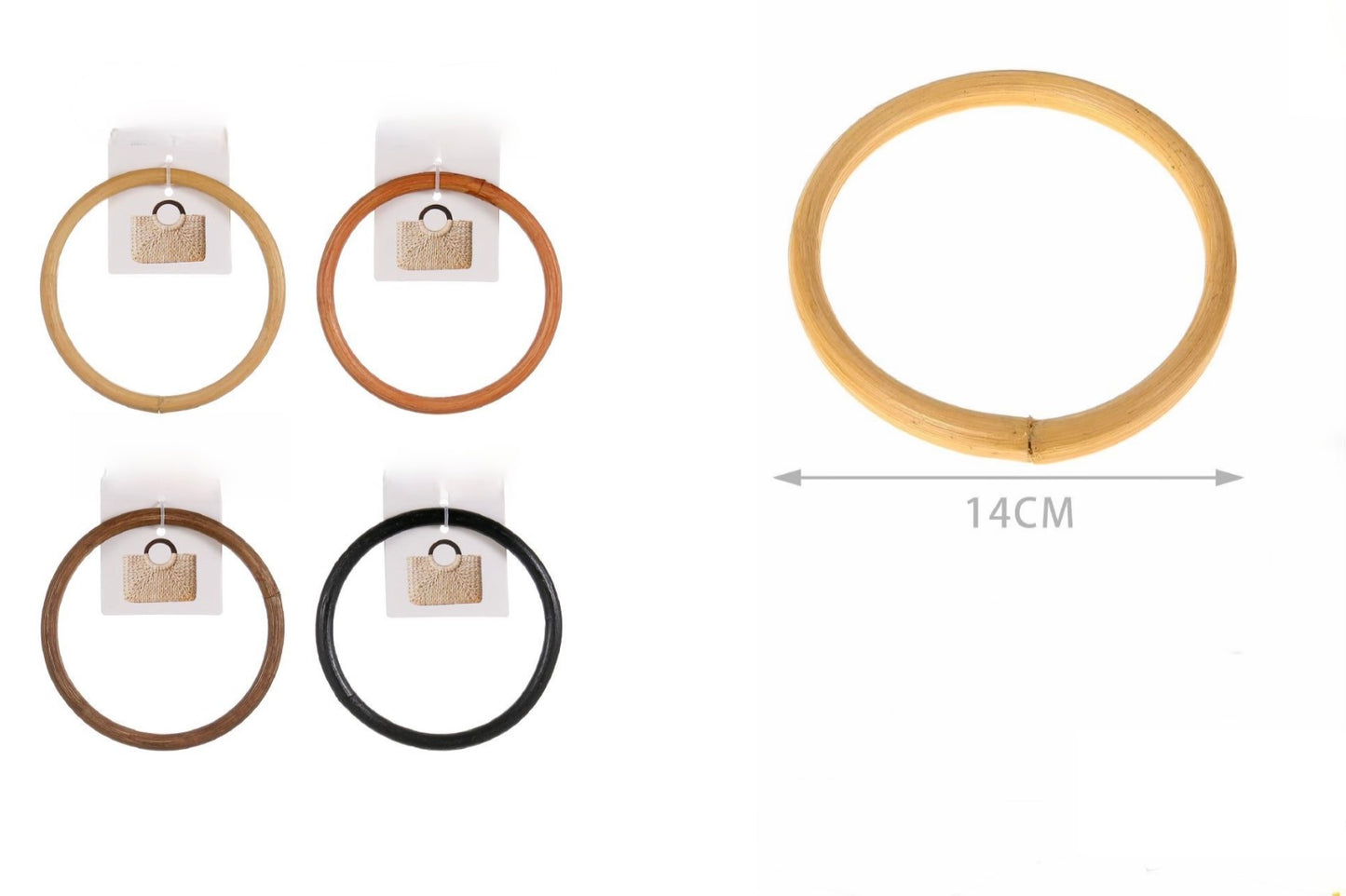 Manico Tondo per Borsa 14 cm Effetto Bamboo in 4 Varianti Colore 1Pz