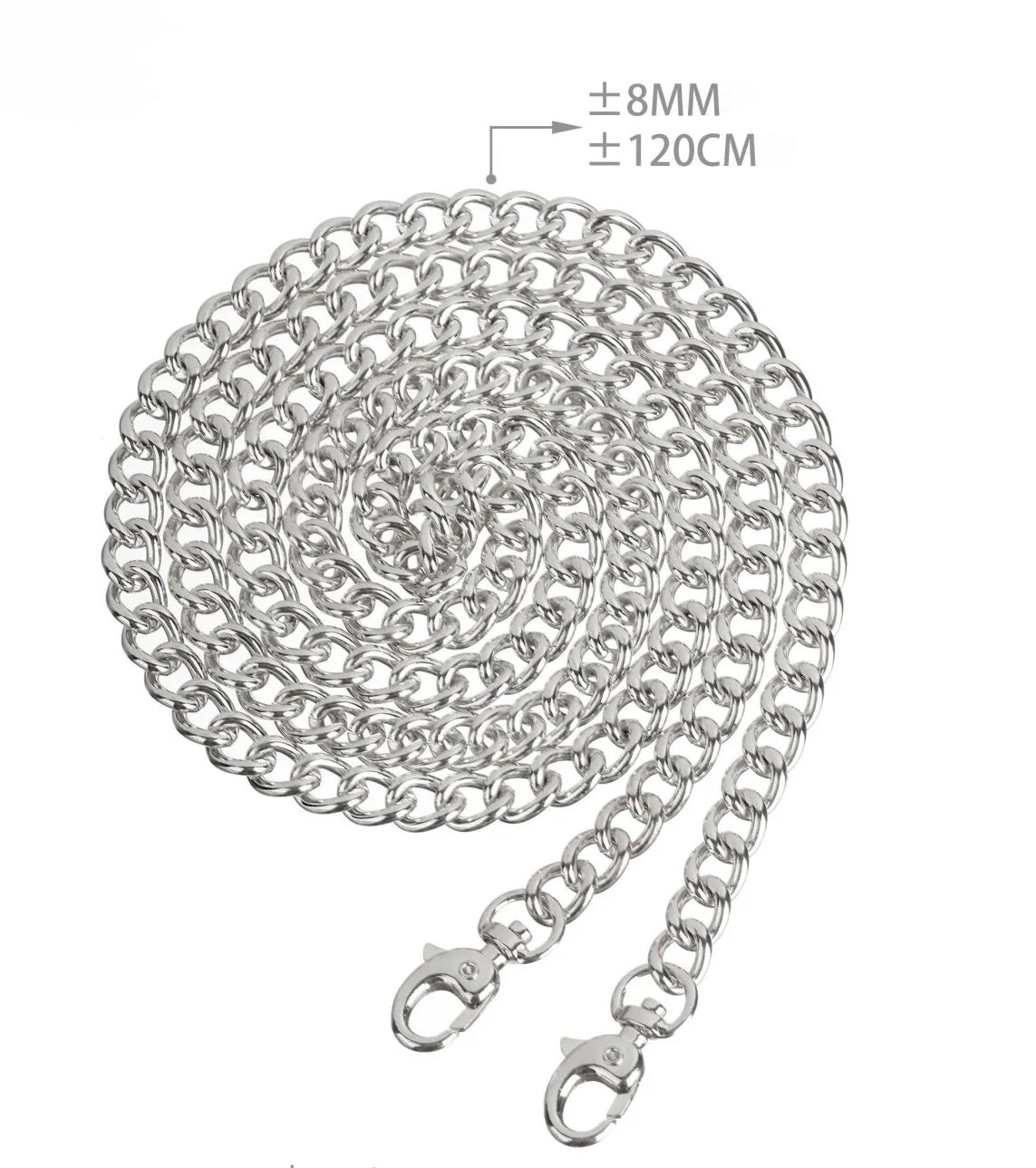 Cadena para Bolso de Metal 120CM 8MM con Mosquetones -COD.844
