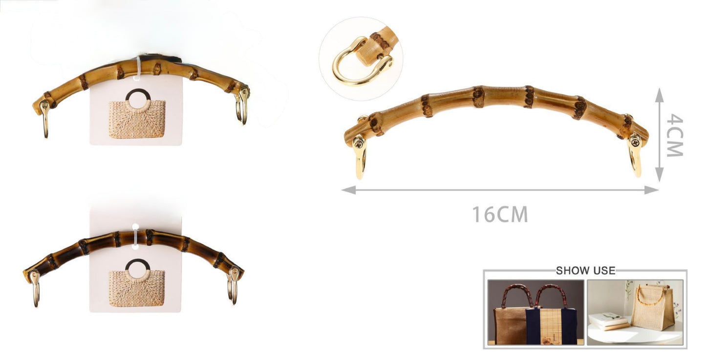 Manico in Bamboo per Borse 16x4cm con Anelli Metallici