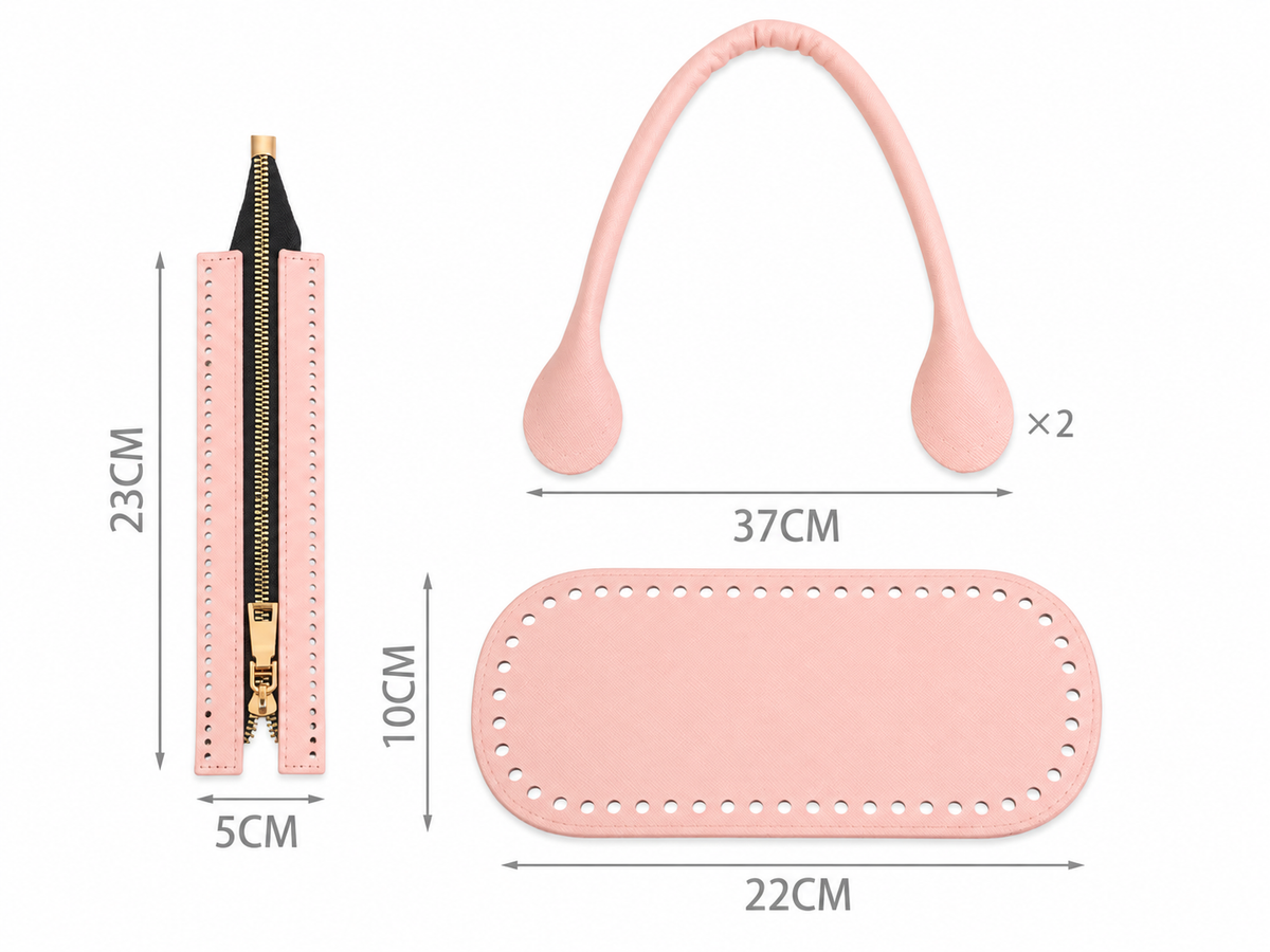 Kit de bolso DIY con base, cremallera y asas