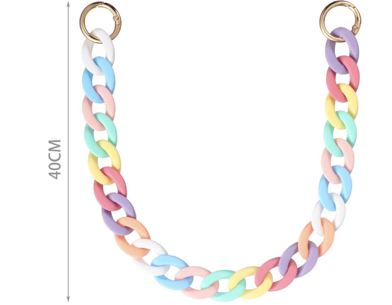 Tracolla Catena Acrilica Multicolor 40 cm con Anelli Oro