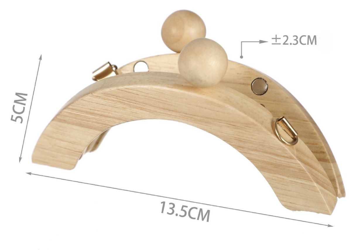 Chiusura clic clac per borsa in legno curva da 13,5x5 cm
