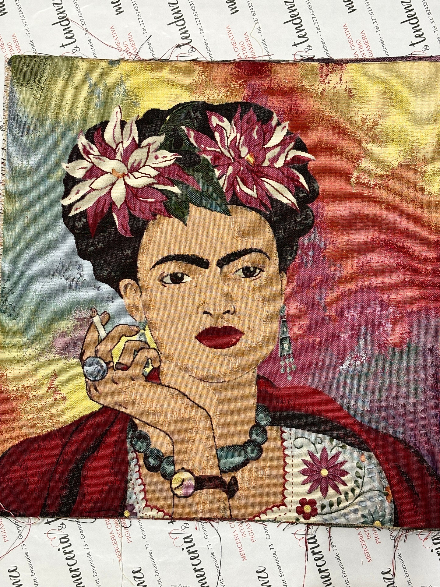 Frida Gobelin Cushion with Flowers