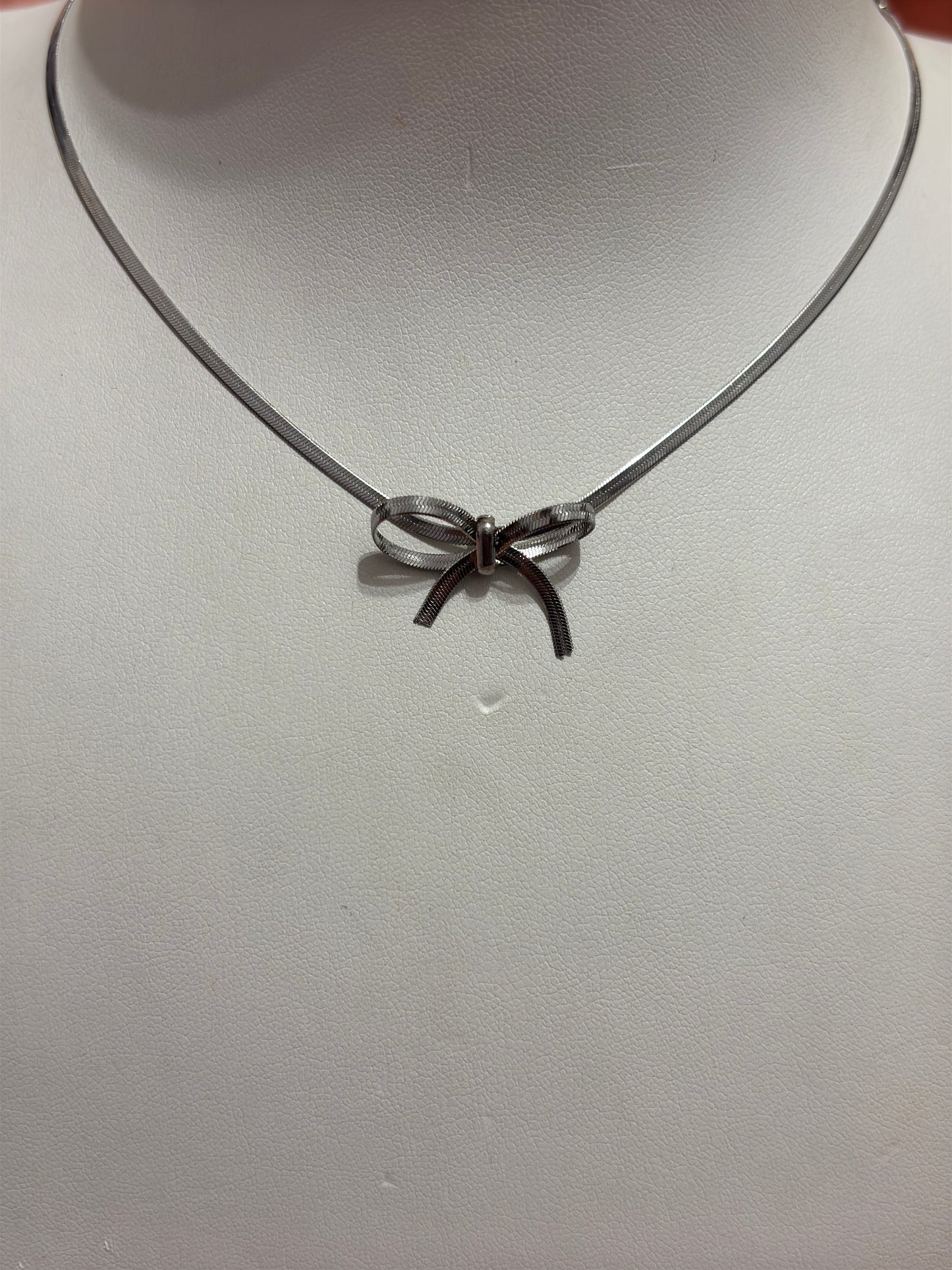 Silver Bow Necklace