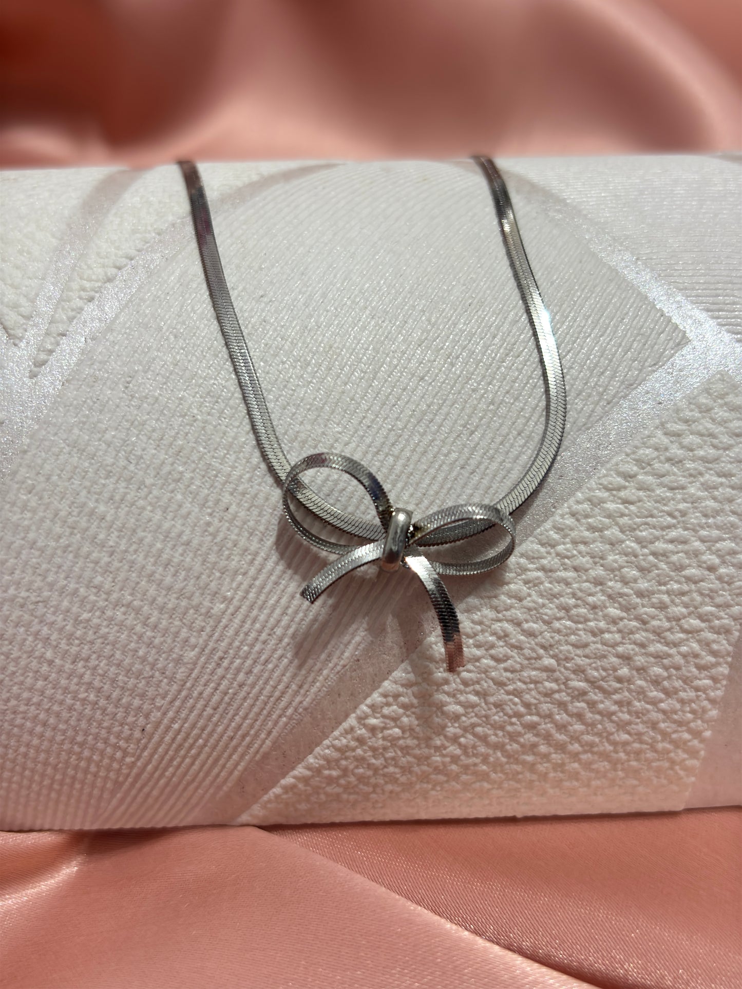 Silver Bow Necklace