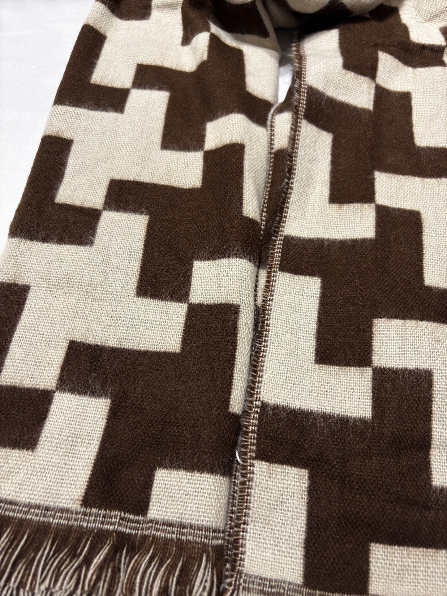 Patterned Scarf, Beige and Brown