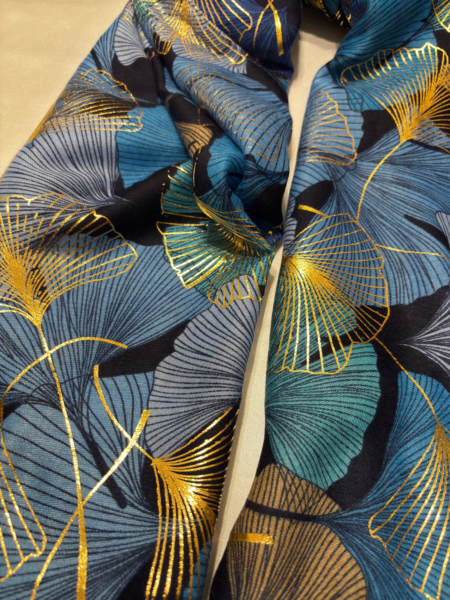 Golden Leaf Pattern Scarf