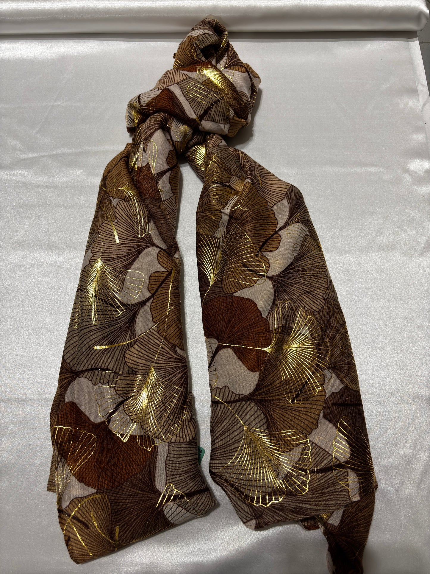 Golden Leaf Pattern Scarf