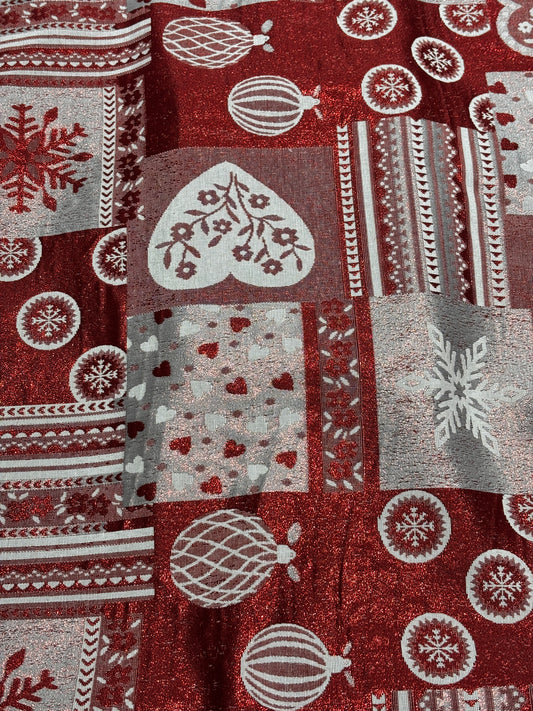 Tessuto Natale Loneta in Lurex (misura 140*380)