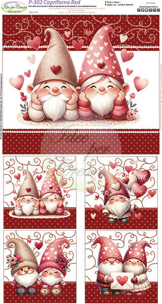 Red Oven Cover Panel P-302 in Printed Felt