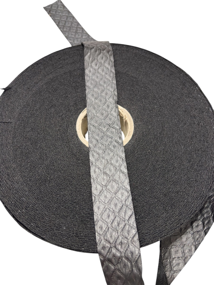 Hammered Black Faux Leather Pizza Ribbon