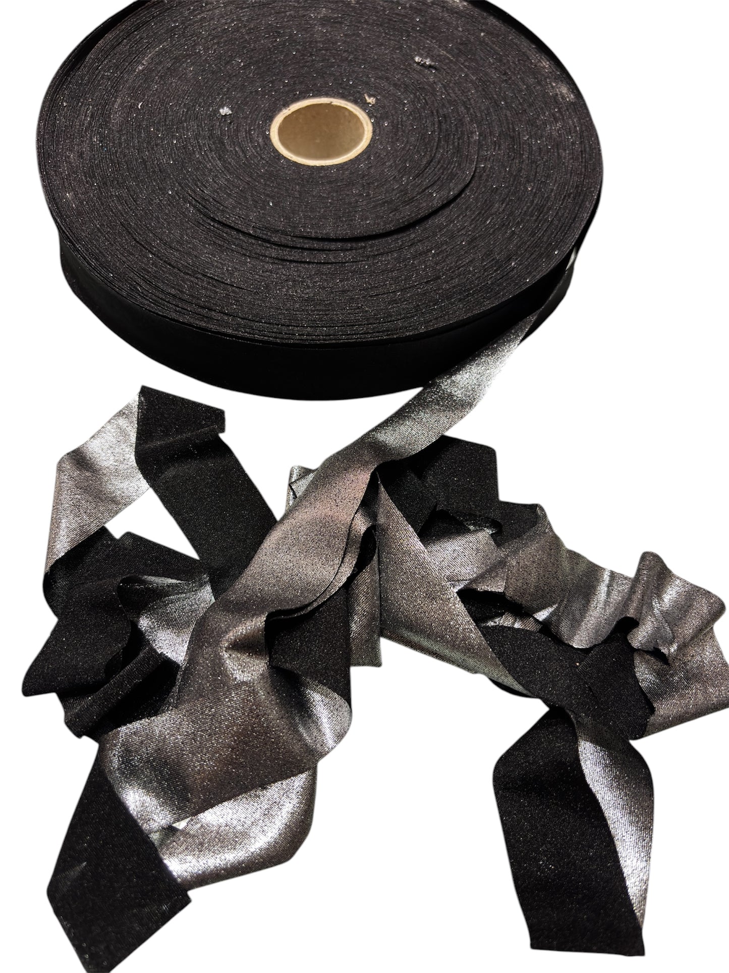 Black/Silver Lurex Lycra Ribbon 480 Grams