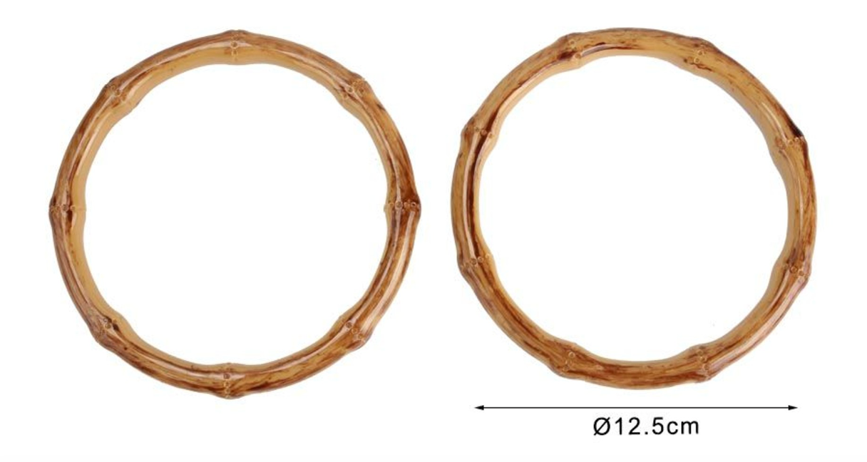 Manici ad Anello Effetto Bamboo Ø12,5 cm – Coppia di Manici Rigidi Naturali per Borse Handmade