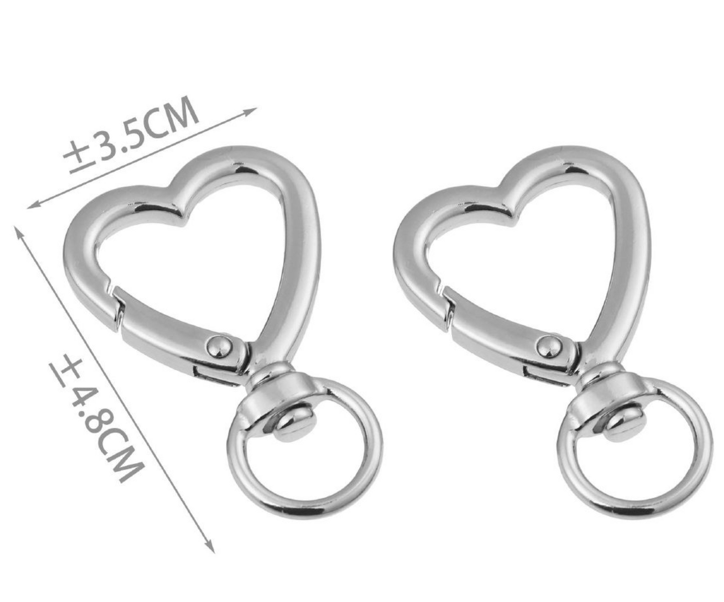 Moschettone Decorativo per Borse Cuore e Stella – Gancio Girevole in Metallo Oro o Argento