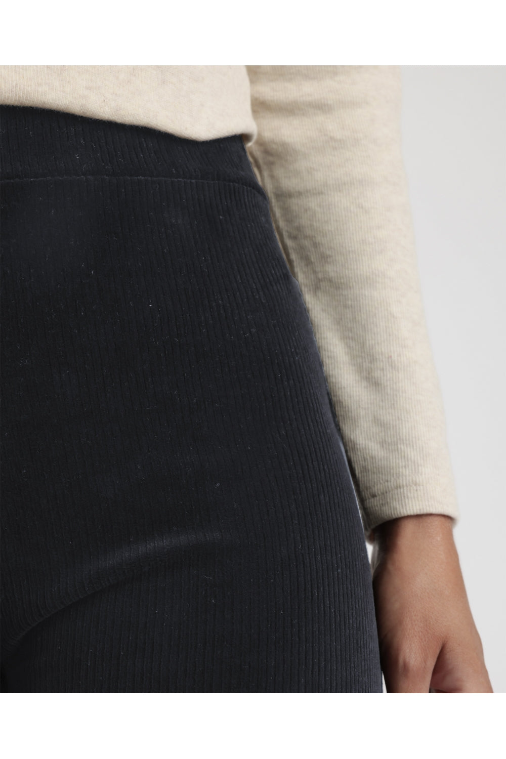 Women's Elastic Corduroy Long Pants BLACK