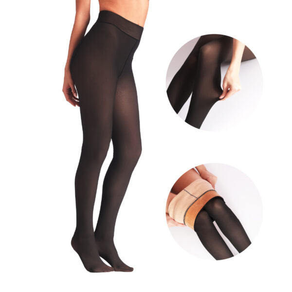 Thermal tights with sheer effect