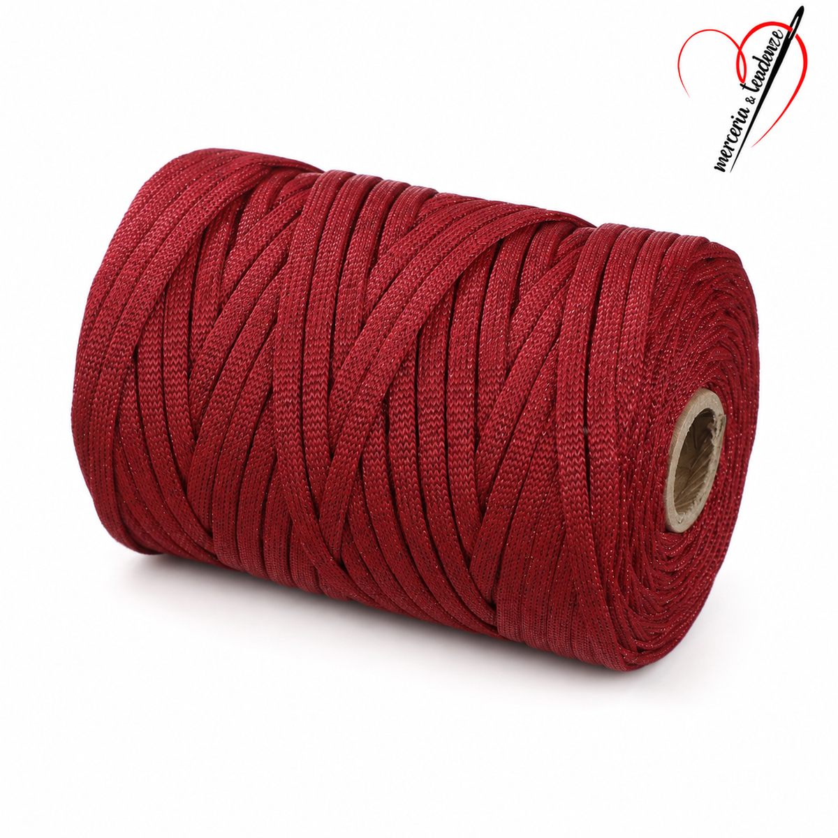 Cordino piatto lurex rosso rubino articolo 846222