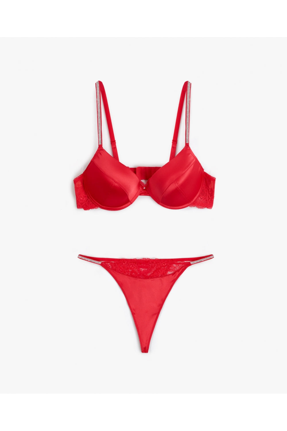 Women's Push Up and Thong Set Red and Black