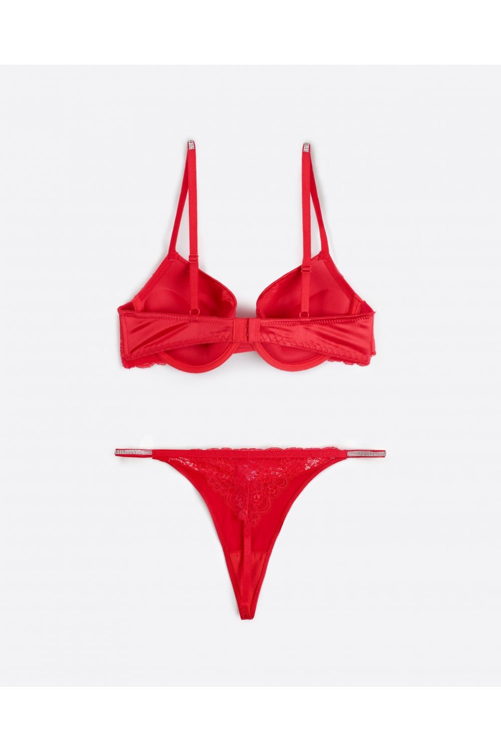 Women's Push Up and Thong Set Red and Black
