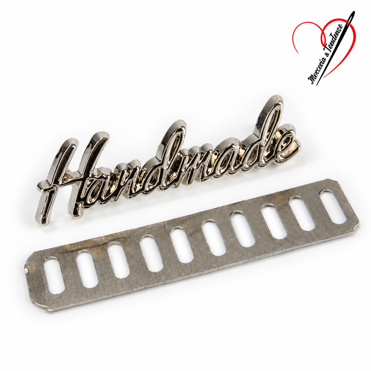 Targhetta Firma Handmade Argento con contropiastra, 4,8 × 1,2 cm