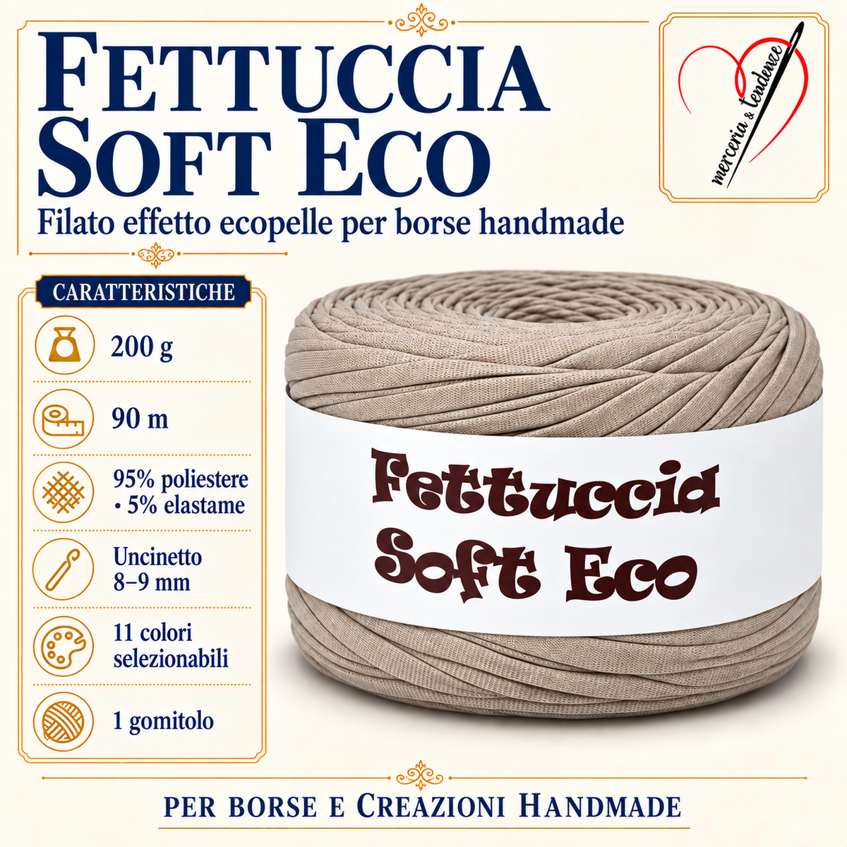 Fettuccia Soft Eco 200 g 90 m – copertina Merceria & Tendenze