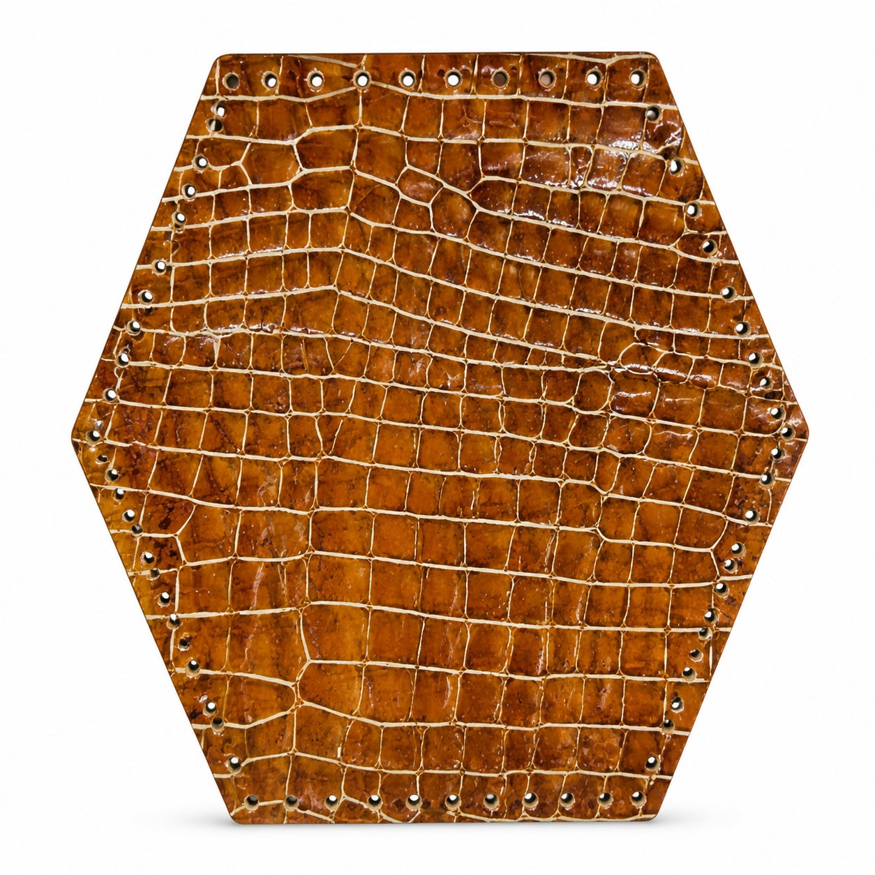 Pannello Esagonale in Vera Pelle Preforato per Borse Handmade 29cmx26cm