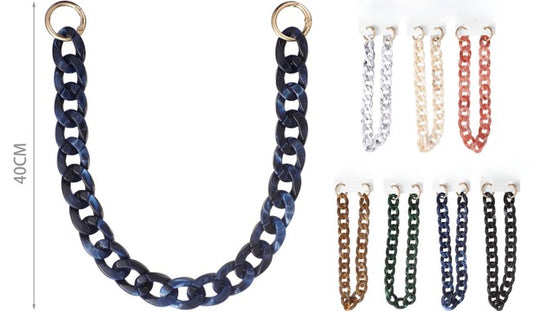 Catena Chunky Glam in Resina 40 cm – Maxi Maglie Ovali Effetto Marmo con Anelli Metallici per Borse 844784