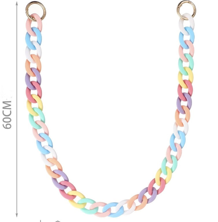 Bandolera Cadena Acrílica Multicolor con Anillas Oro 844791