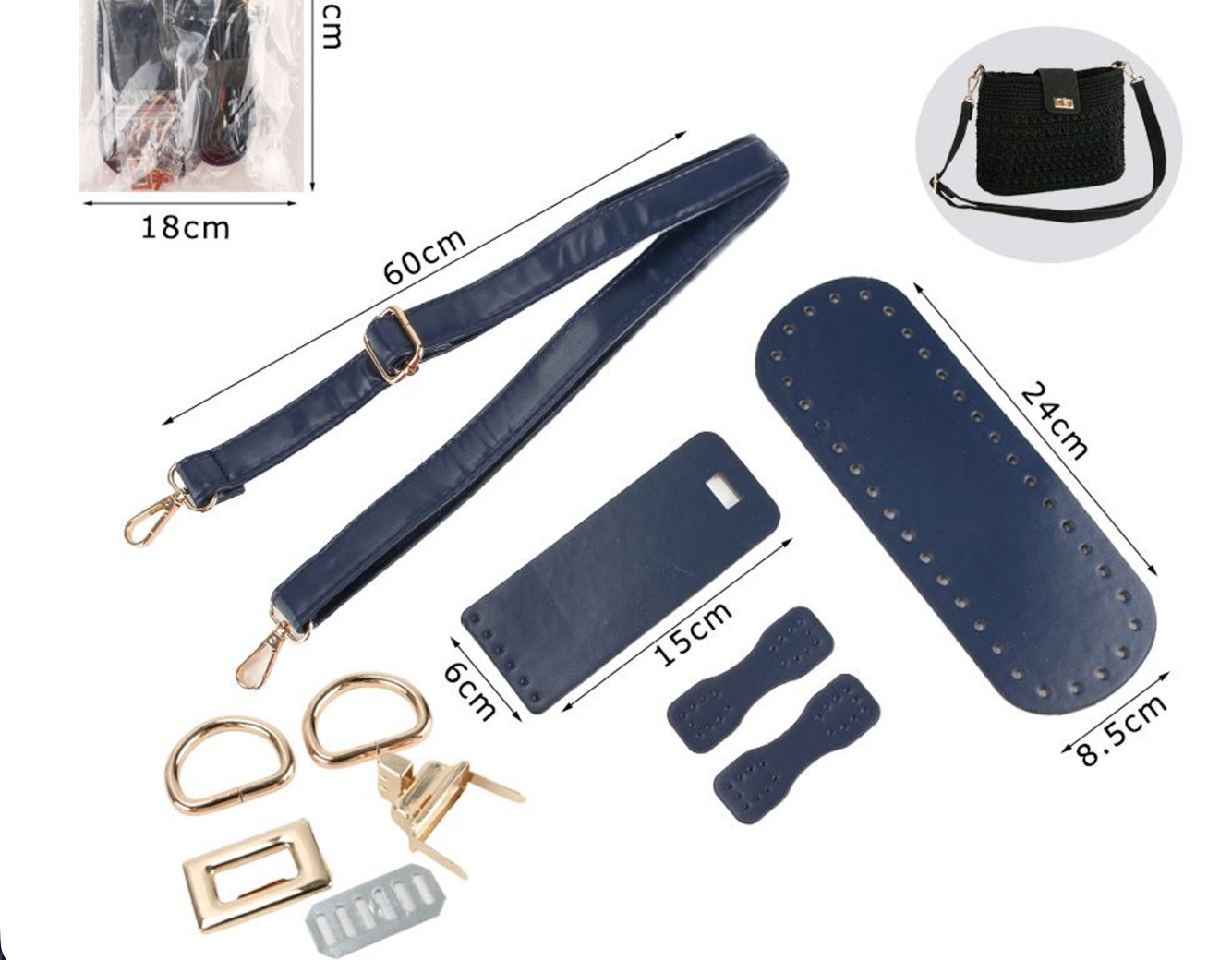 Kit Accessori per Borse Handmade con Fondo, Tracolla e Chiusura – Vari Modelli e Colori