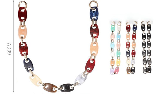 Tracolla Catena Glam in Resina 60 cm – Maglie Rettangolari Colorate con Anelli Metallici per Borse 844801