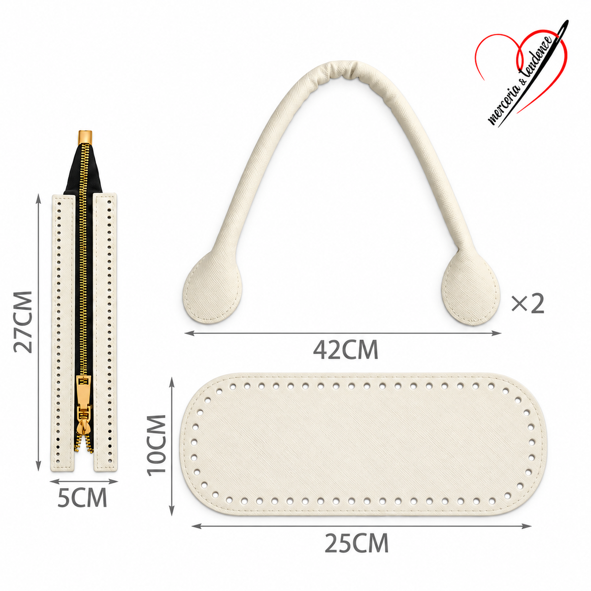 Kit Borsa Fai da Te con Fondo, Cerniera e Manici