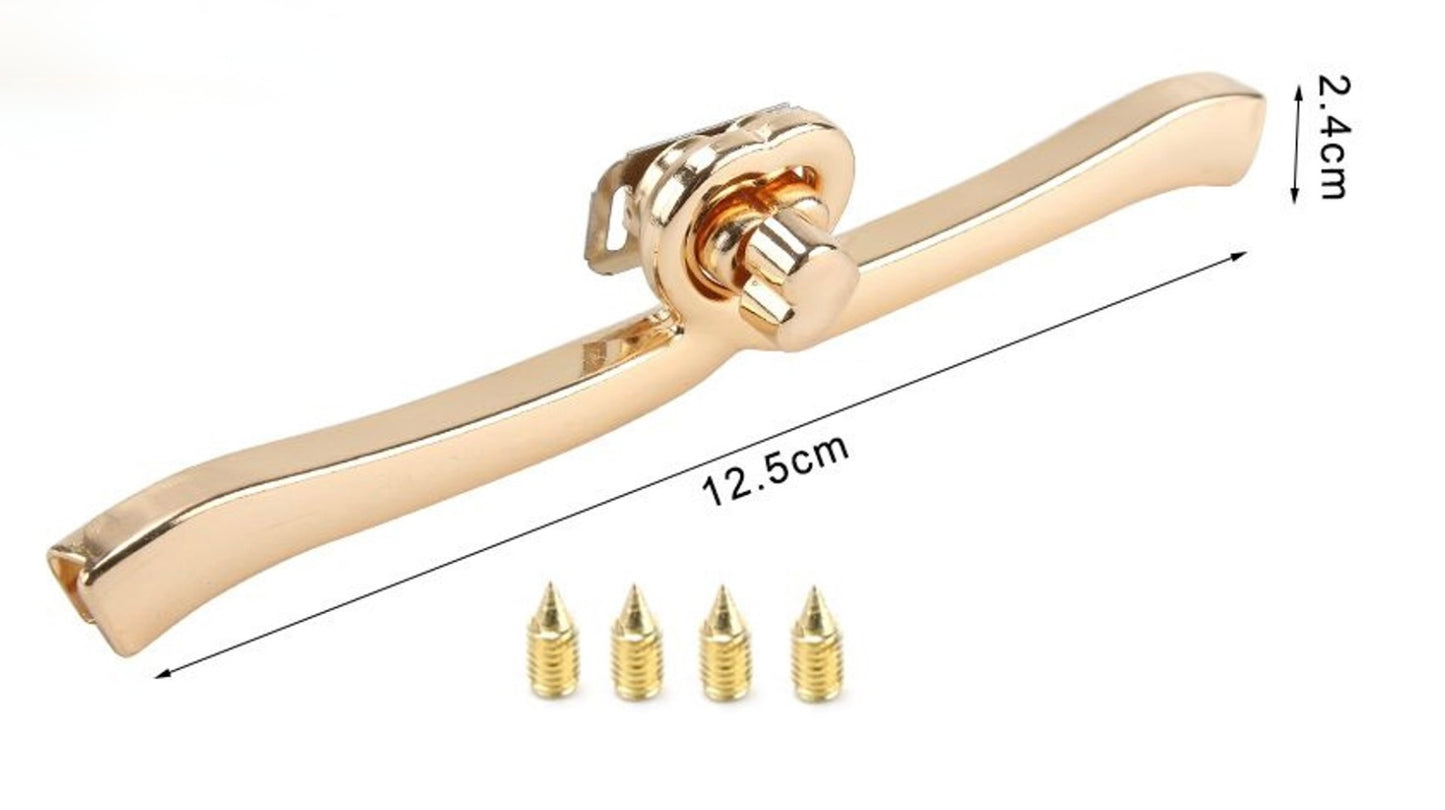 Chiusura a Girello con Barra Metallica per Borse Handmade – Finitura Oro o Argento con Viti Incluse