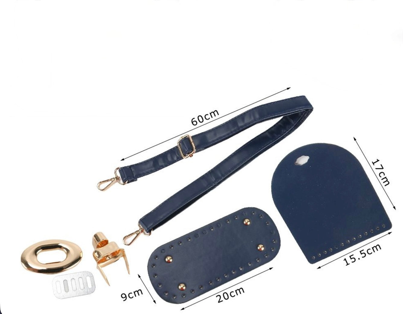 Kit Accessori per Borse Handmade con Fondo, Tracolla e Chiusura – Vari Modelli e Colori