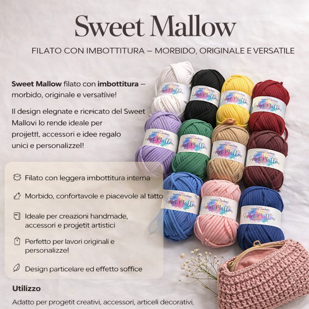 Sweet  Mallow Filato con Imbottitura per Creazioni Handmade 4mm x 60mt