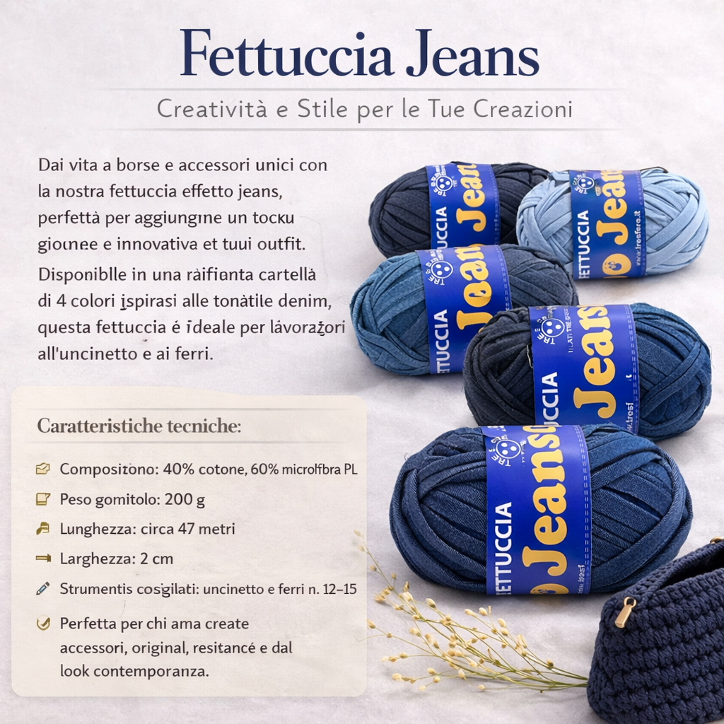 FETTUCCIA WAOO JEANS CF200gr. 40%COTONE 60%PL MICROFIBRA