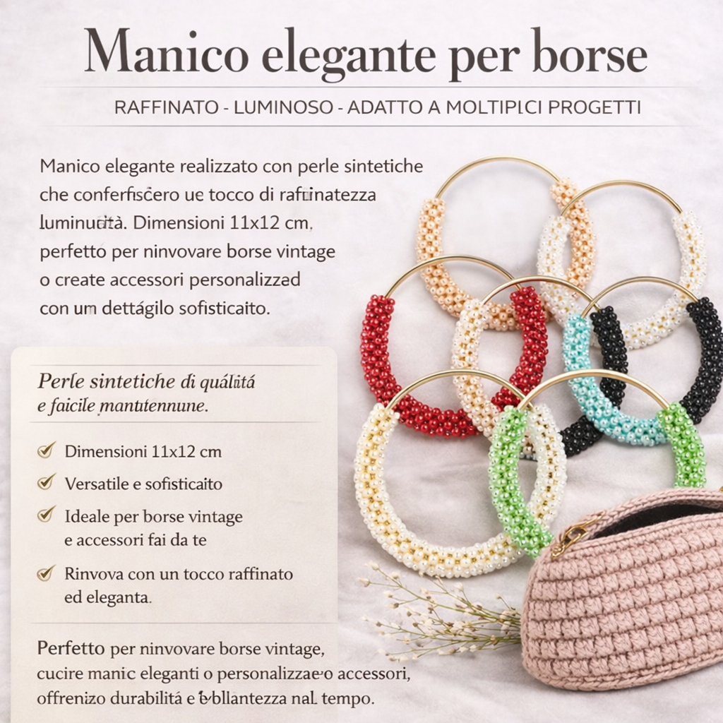 MANICO PER BORSA CON PERLE SINTETICHE 11X12