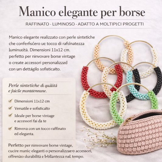 MANICO PER BORSA CON PERLE SINTETICHE 11X12