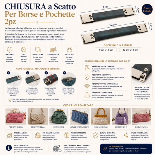 CHIUSURA a Scatto Per Borse e Pochette 2pz