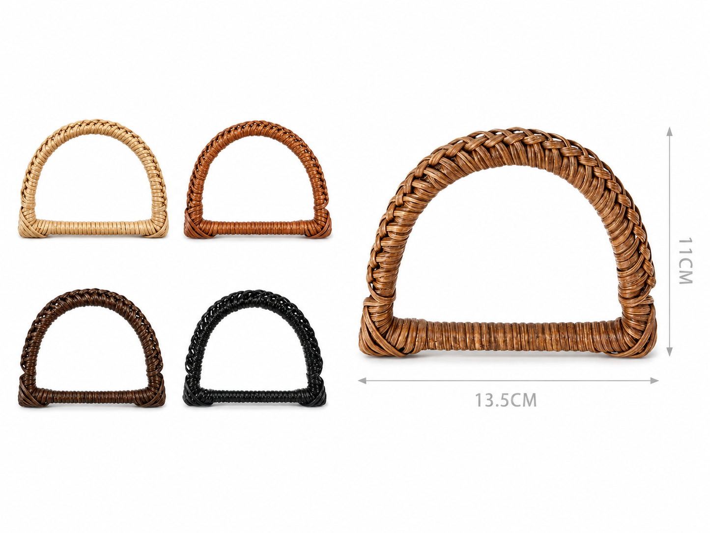 Manico per Borsa in Rattan Intrecciato 13,5x11 cm