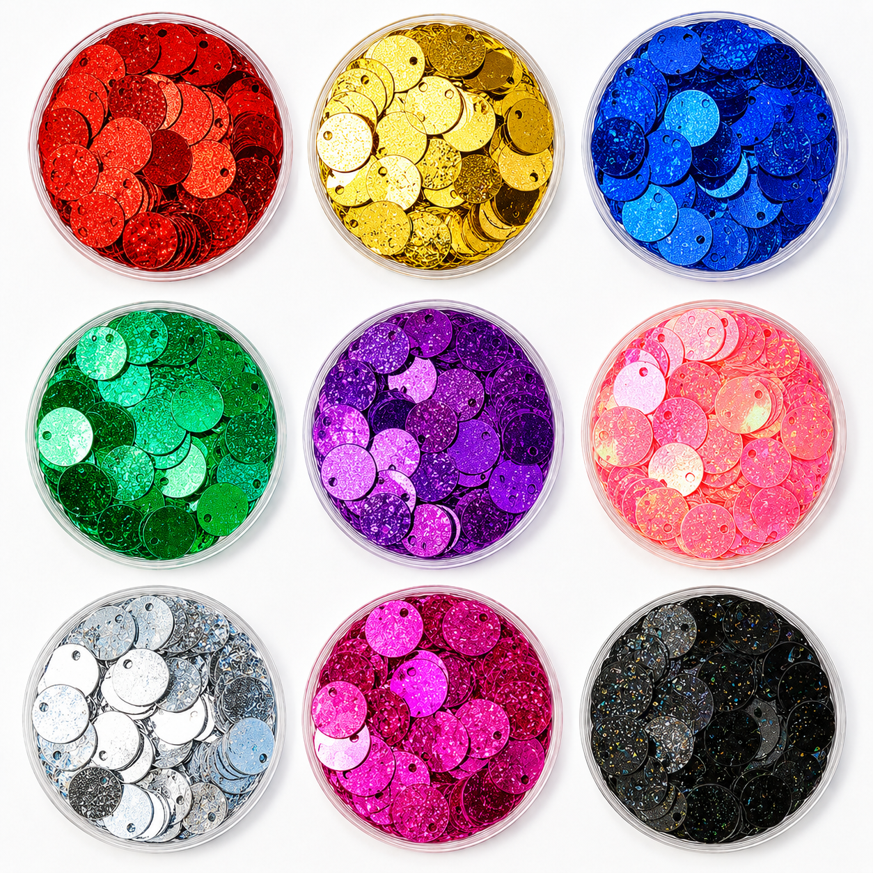 Paillettes Glitterate/brillantinate Maxi Rotonde 2,5 cm con Foro 5mm da 15GR