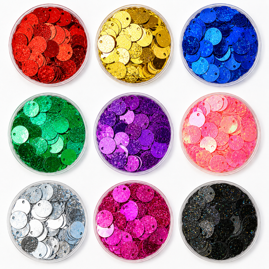 Paillettes Glitterate/brillantinate Maxi Rotonde 2,5 cm con Foro 5mm da 15GR