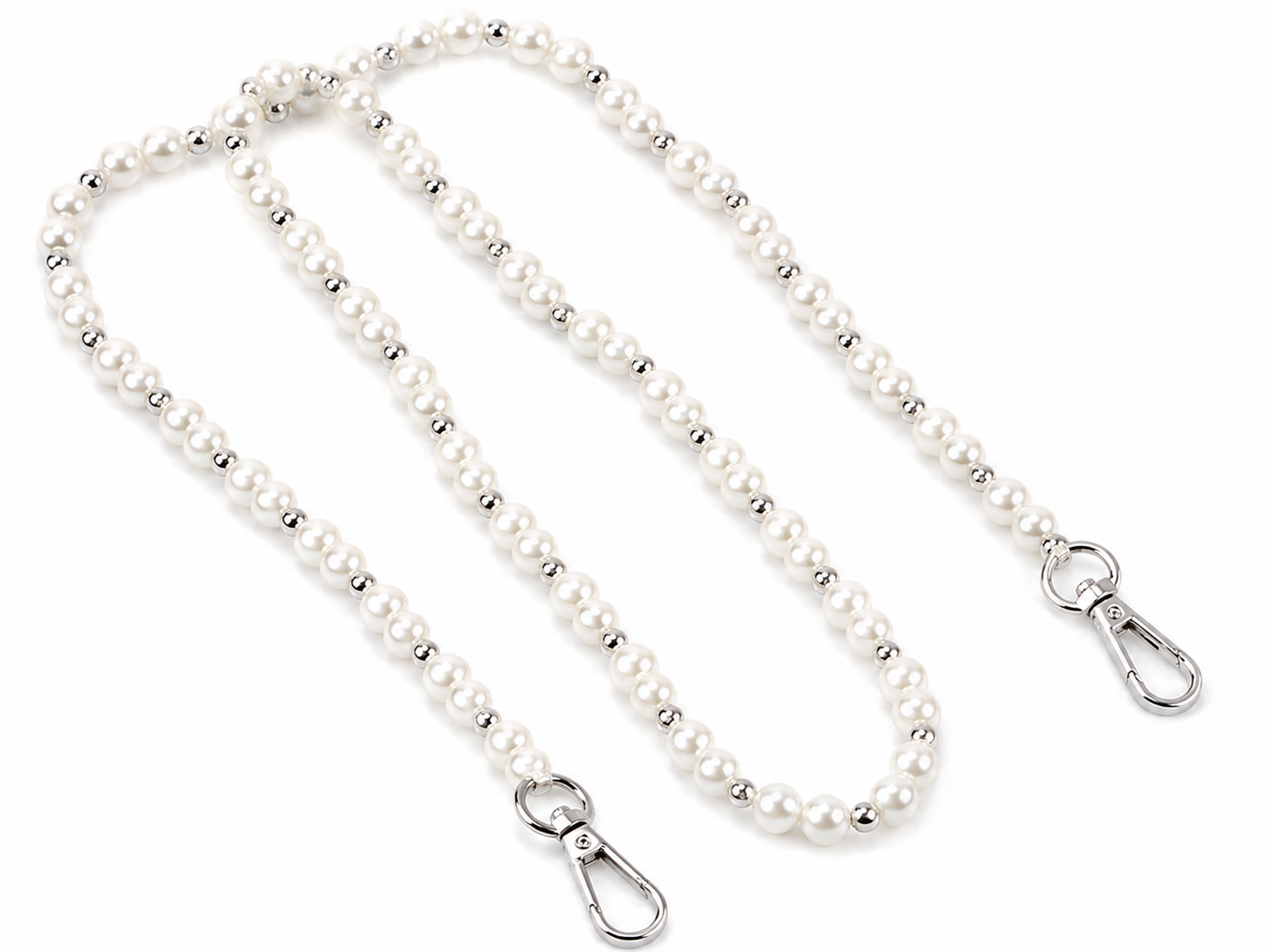 Tracolla in Perle per Borse Handmade 120 cm con Moschettoni – Catena Decorativa Elegante per Pochette e Borse Uncinetto