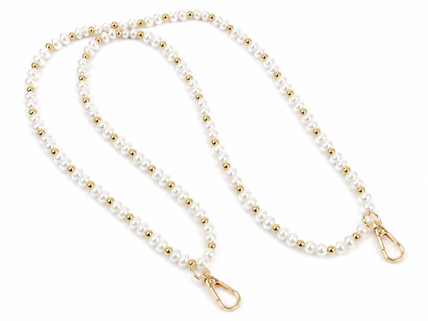 Tracolla in Perle per Borse Handmade 120 cm con Moschettoni – Catena Decorativa Elegante per Pochette e Borse Uncinetto