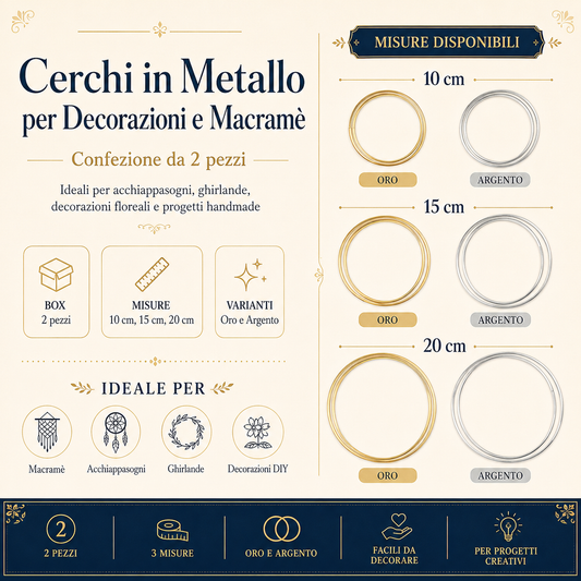 Cerchi in Metallo per Decorazioni e Macramè – Confezione da 2 Pezzi