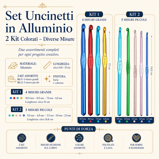 Set Uncinetti in Alluminio Colorati – Diverse Misure