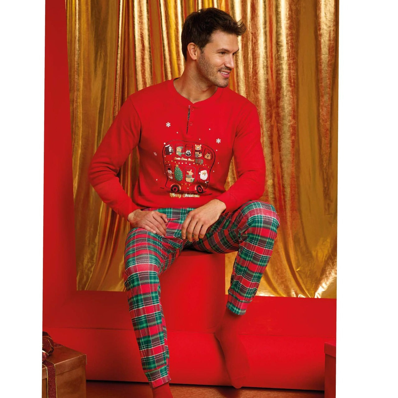 IL GRANCHIO PIGIAMA UOMO NATALIZIO CALDO COTONE GP2108