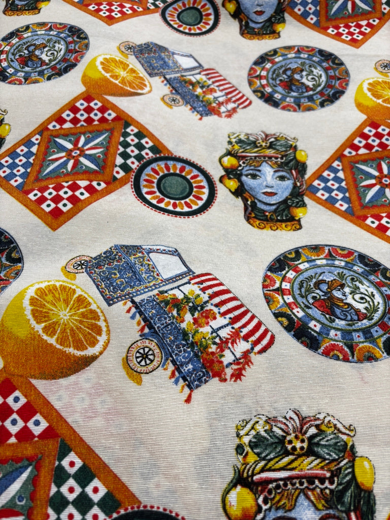 Tessuto Panama Fantasia Siciliana 50*140