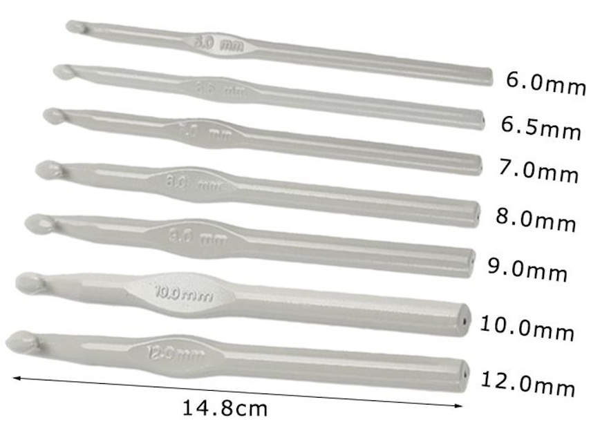 Set crochet  7 Uncinetti Maxi in alluminio 6-12 mm – Leggeri, Resistenti e Ideali per Lavori Creativi