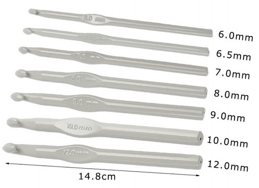 Set crochet  7 Uncinetti Maxi in alluminio 6-12 mm – Leggeri, Resistenti e Ideali per Lavori Creativi