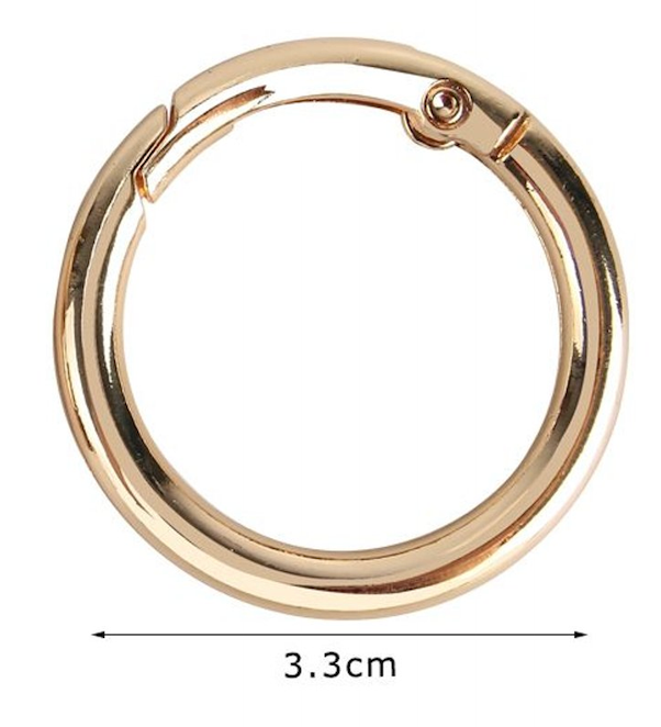 Moschettone Rotondo a Scatto 33 mm 2pz – Anello Apribile per Borse e Accessori (Oro/Argento)